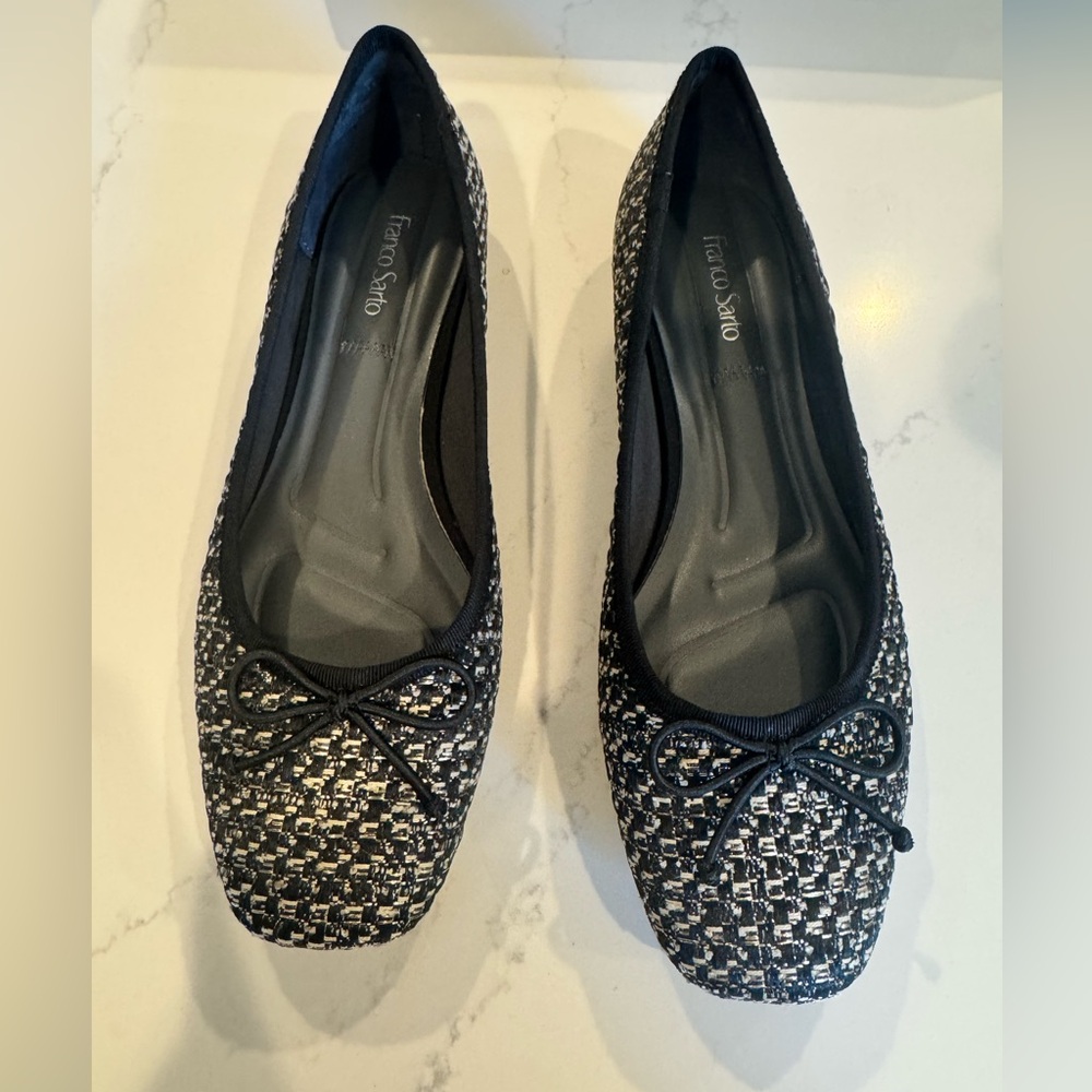 NWT! Size 7 Franco Sarto Abigail Black & White Tweed Ballet Flats